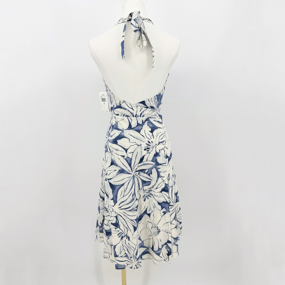Polo Jeans Co Ralph Lauren Santorini Floral Halter Back Wrap Dress Cotton M - Picture 2 of 11